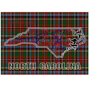 North Carolina Tartan Map Art Print